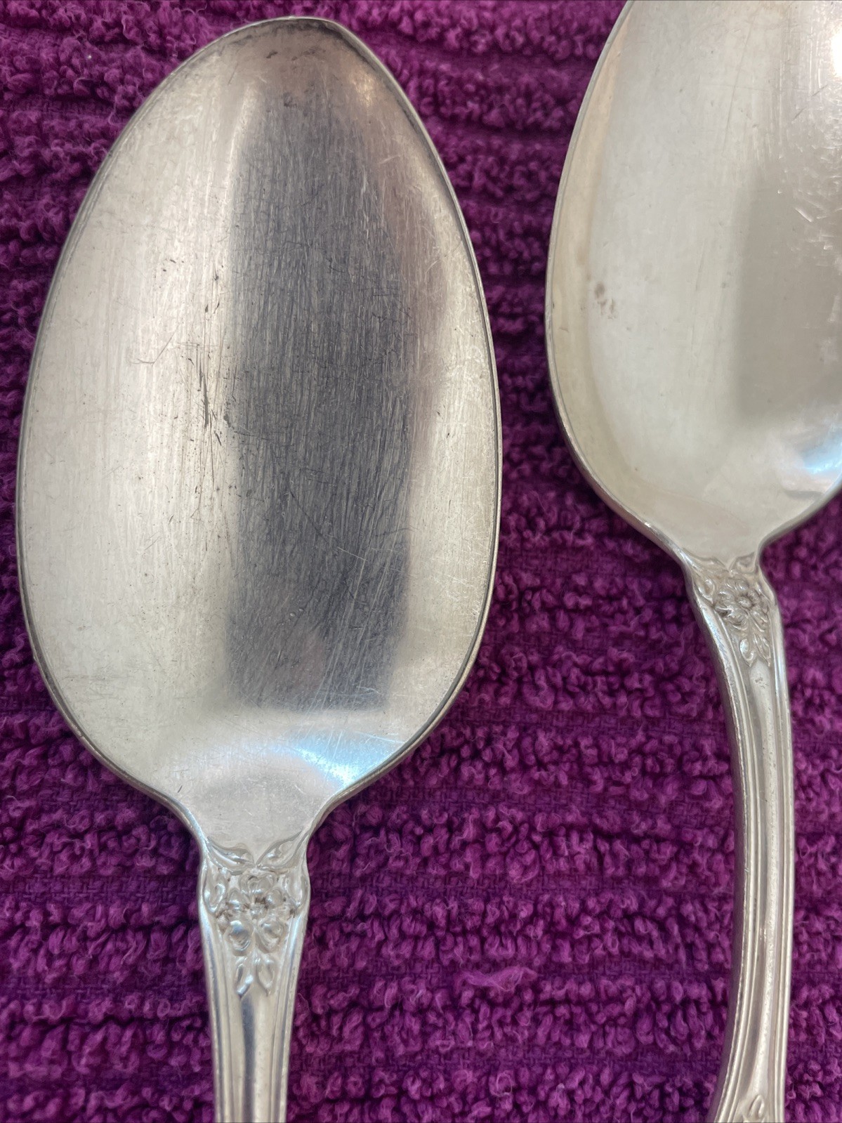 3 Silver plated William Rogers  & Son AA Large Serving Spoons ARBUTUS 1908 Vtg