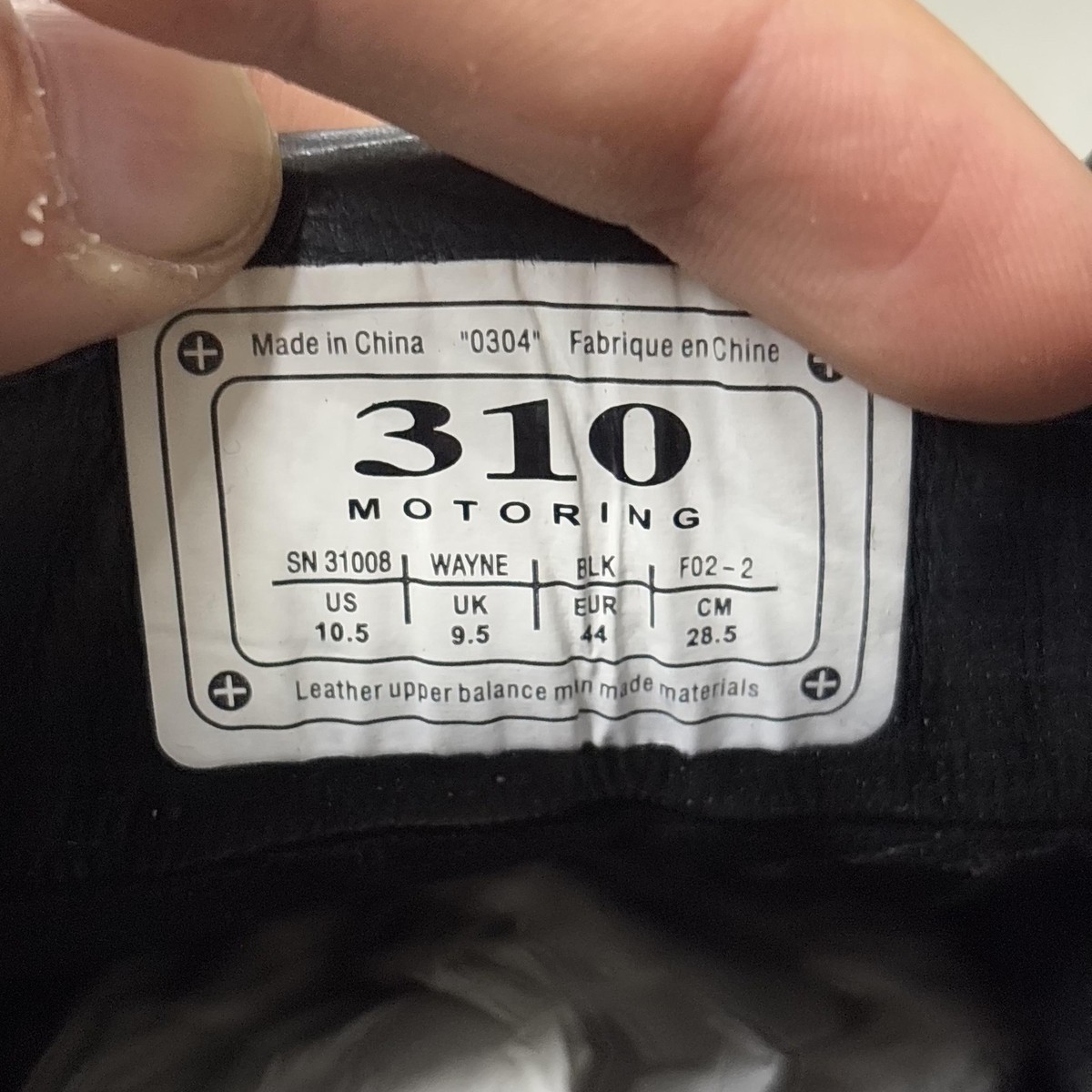 310 Motoring Wayne Shoes Mens Size 10.5 Black Leather High Top