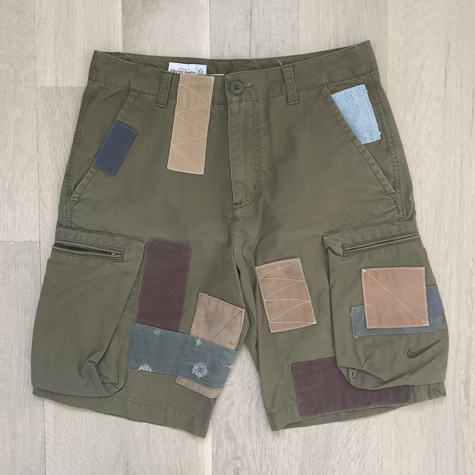 Nike x Vertical Studios Patchwork Cargo Shorts Ol… - image 1