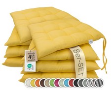 4er oder 8er Set Stuhlkissen Sitzkissen 40x40 cm quadratisch mit Bänder