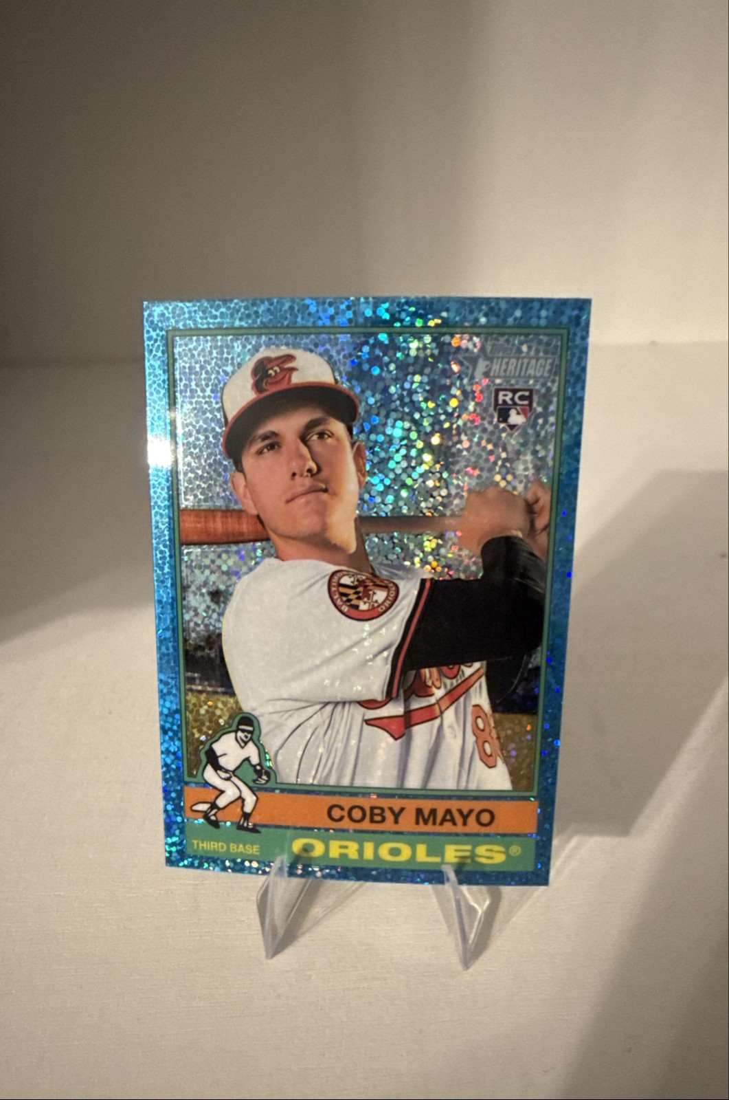 2025 Topps Heritage - Coby Mayo #340 Chrome Light Blue Sparkle Refractor (RC)