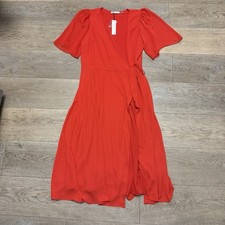 Alice + Olivia Siri Wrap Midi Dress Size 8 Poppy Red NWT