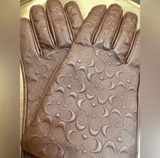 Coach C5260 Women's Brown Sheep Leather Gloves 100 Wool Lining