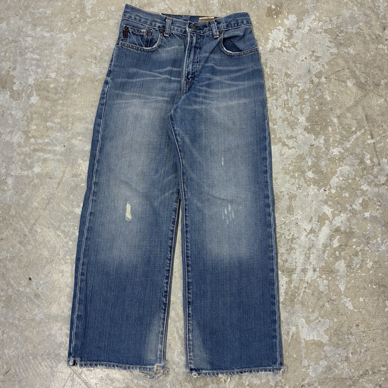 Kids 12 Blue Baggy Wide Leg Distressed Y2k Skater Boys