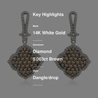 Le Vian 14K White Gold Dangle Drop Earrings for Women 1 1/4 cts Brown Diamond — photo 2