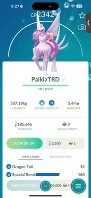  Pokémon GO  Palkia Origin with Spacial Rend | Registered or 30 Days Friendship!