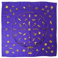 HERMES Scarf Carr 90 Clips Purple Silk Square Used