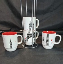  Eiffel Tower Paris Stacking Set of 4Mugs w/ ...