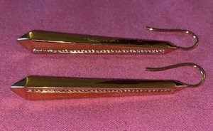 India Hicks Gold Plated Crystal High Stakes Drop Pierced Earrings 2 1/2 Inches