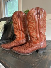 Justin Full Quill Ostrich Cowboy Boots Men’s 11B USA Made Western Exotic Vintage