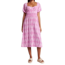 Collective Concepts Geometric Smocked Midi Dress Pink/Purple Size Small