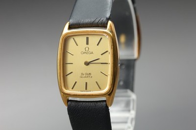1979 Near MINT OMEGA De Ville 22mm 591.0098 Quartz Gold Dial Women's Vintage