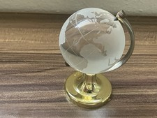 CRYSTAL EARTH GLOBE ON STAND WITH CONTINENTS LAZER ENGRAVED