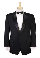 Ralph Lauren Mens Black 2-Btn Notch Lapel Tuxedo Formal Blazer Jacket 43S 44S