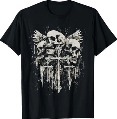 Skull Cross Y2K Goth Alt Grunge Gothic Emo Aesthetic T-Shirt