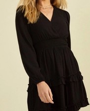 ALTAR'D STATE Size Small S Faux Wrap Ruffle Dress Black