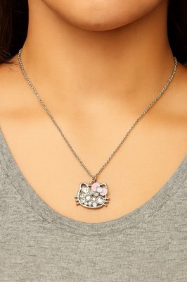 Hello Kitty Rhinestones necklace & pendant pink bow, absolute beauty