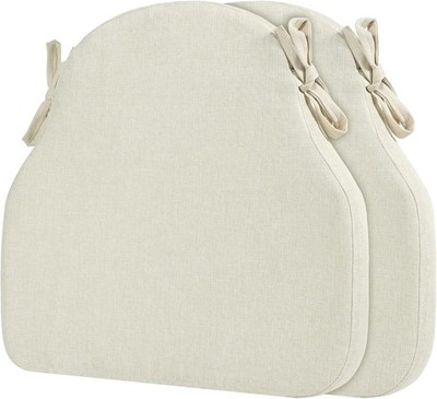 2 Pack Beige Winsor Chair Cushions with Ties Dining Kitchen Chair Seat Pads Non