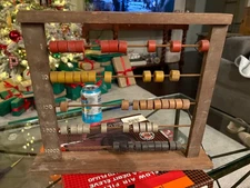 Antique Primitive WOODEN ABACUS Counting Machine 5 Row  14.25”