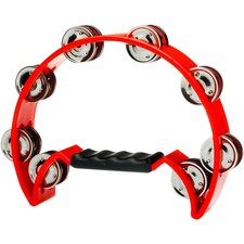 Stagg Double Row Cutaway Tambourine with 16 Jingles Red