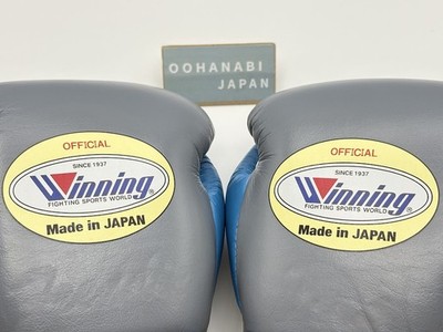 WINNING Boxing Gloves 8 oz CO-MS-200 Gray Sky blue Green Lace Up