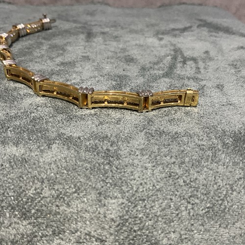14k Yellow & White Gold Double Row Of Diamonds 6.75” Bracelet 22.15g - Picture 11 of 15