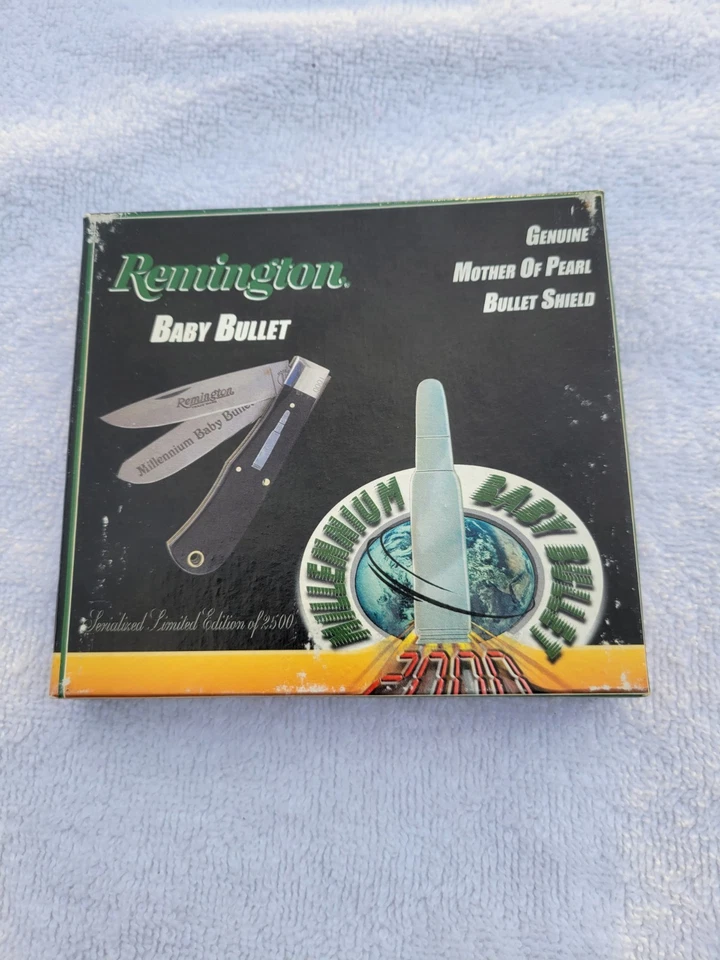 Cuchillo bala plegable Remington EE. UU. 2000 #R1173 cuerno de búfalo nuevo en caja Foto 4 de 4