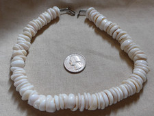 VTG Hawaiian Puka Shell Necklace Handmade Surfer Beaded HEAVY CHUNKY 15.5" 110g