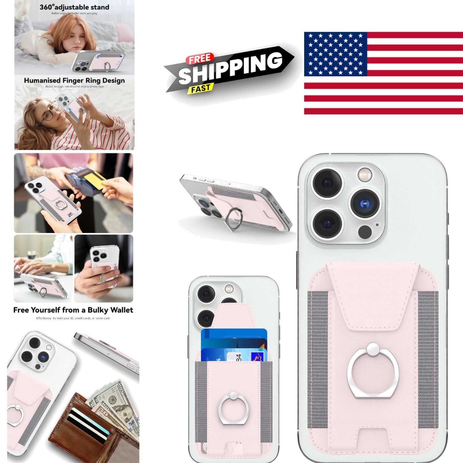 Magnetic Wallet with Card Holder for iPhone 15 14 13 12 Ligh