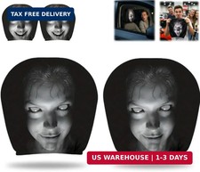 2 Pack Scary Headrest Covers for Cars, Upgraded Snug Fit Car Headrest Cover, Bre