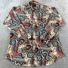 Vintage Panhandle Slim Shirt Mens 17x35 XL Aztec Western Festival Multicolor USA