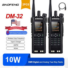 BAOFENG DM-32 DMR Walkie Talkie Digital UHF VHF GPS/APRS Radio 2PCS Black Cable