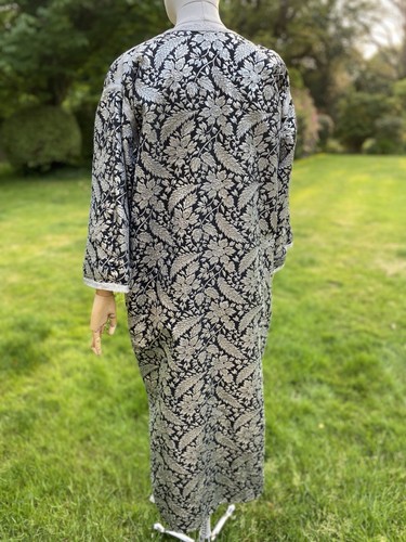 Vintage 1960s Silver brocade Lame Caftan Kaftan M - Picture 9 of 11