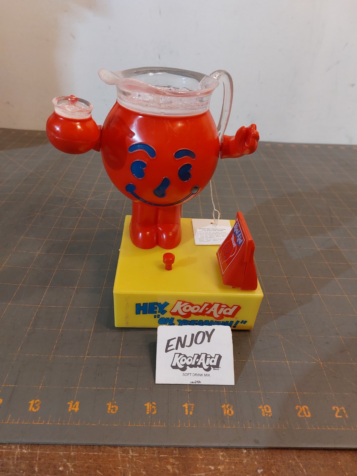 Vintage 1970S General Foods Kool Aid Man Mechanical Bank Complete With Tag