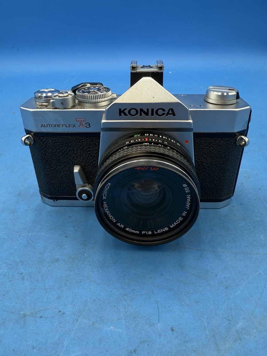 Konica Autoreflex T3 Black 35mm SLR Camera Hexanon AR 40mm F