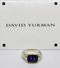 David Yurman 14K Yellow Gold & Sterling Silver Amethyst Noblesse Cable Ring 5.25