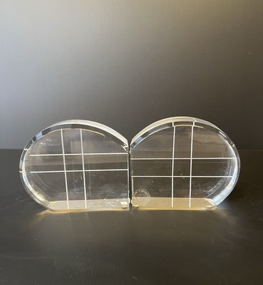 Mid Century Modern Pair of Arched Lucite Bookends w/ Sticker - Very Nice Pieces
