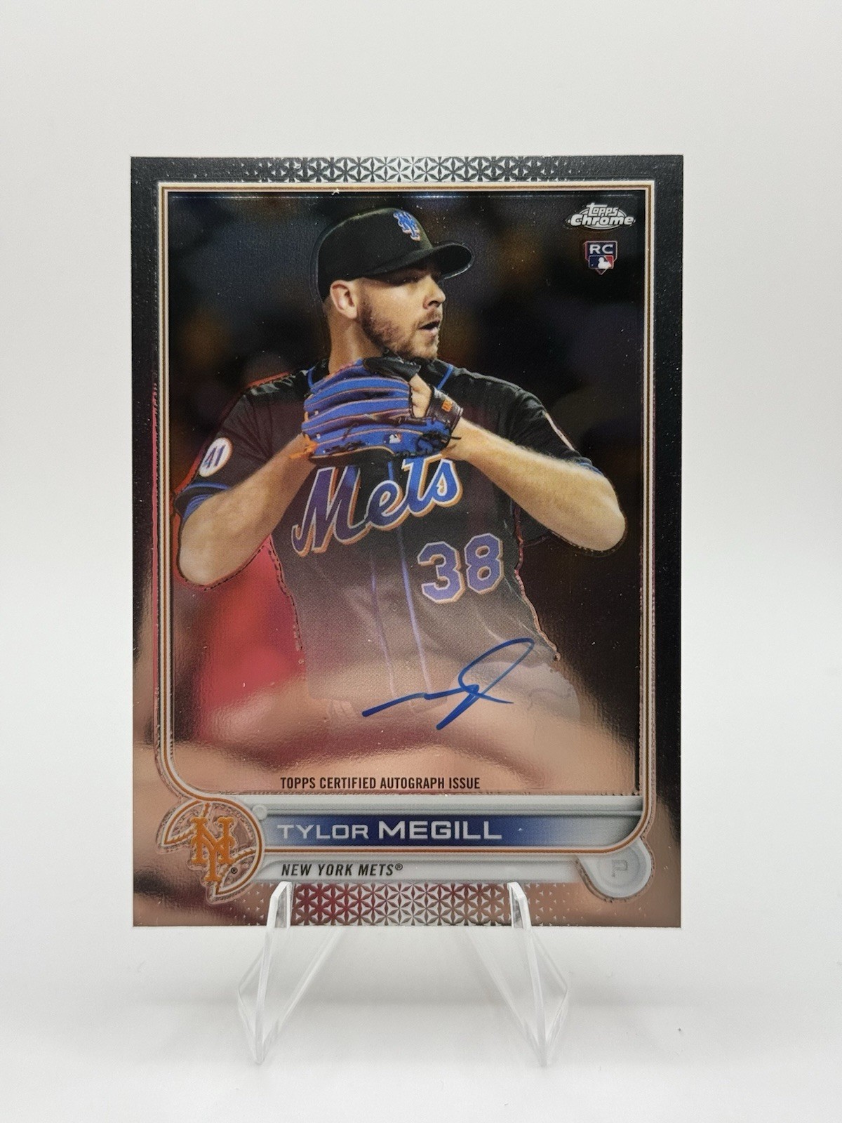 2022 Topps Chrome Tylor Megill RC On Card Auto #RA-TM Mets Rookie
