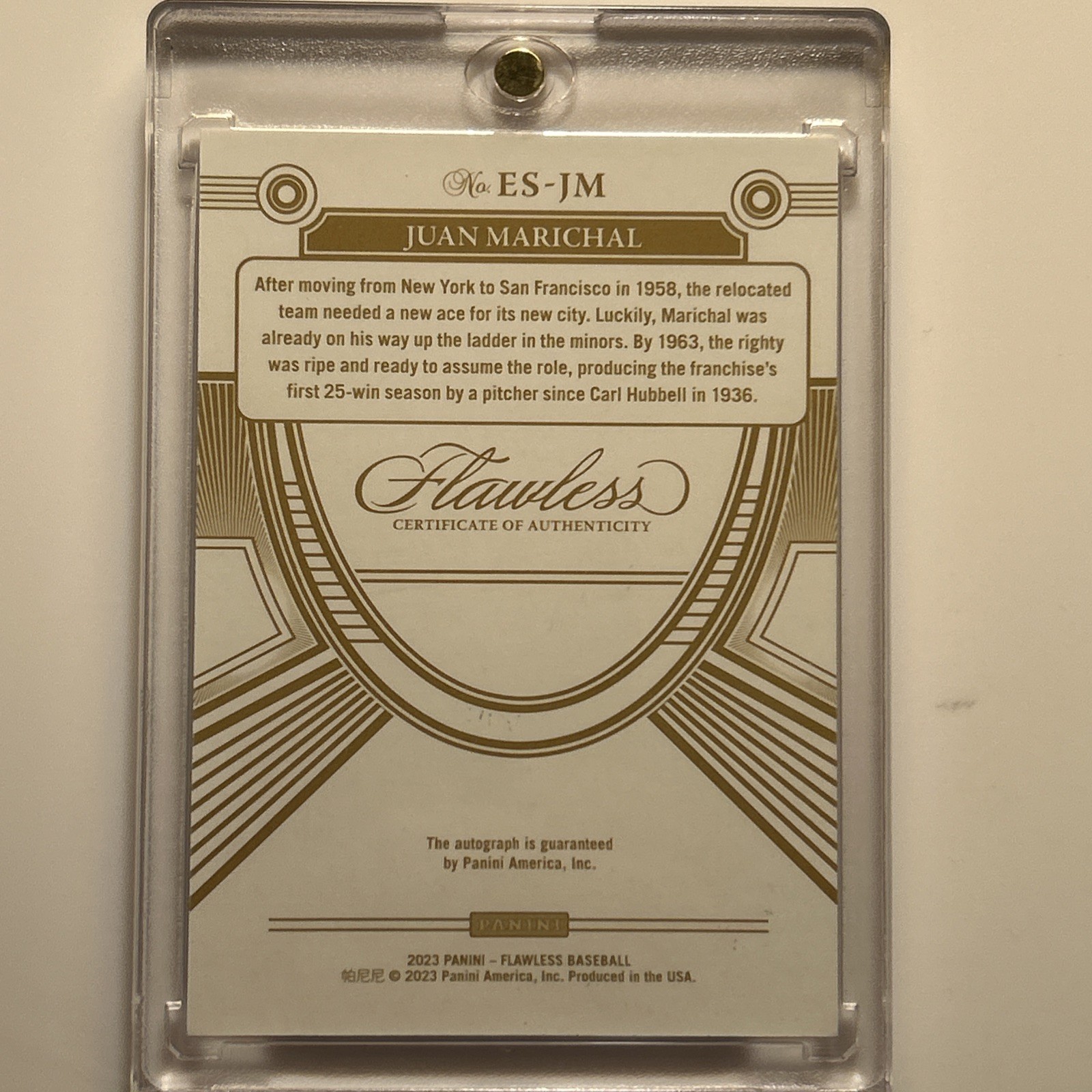 Juan Marichal 2023 Flawless Excellence Silver Foil Auto #ES-JM SF Giants 03/25 view 9