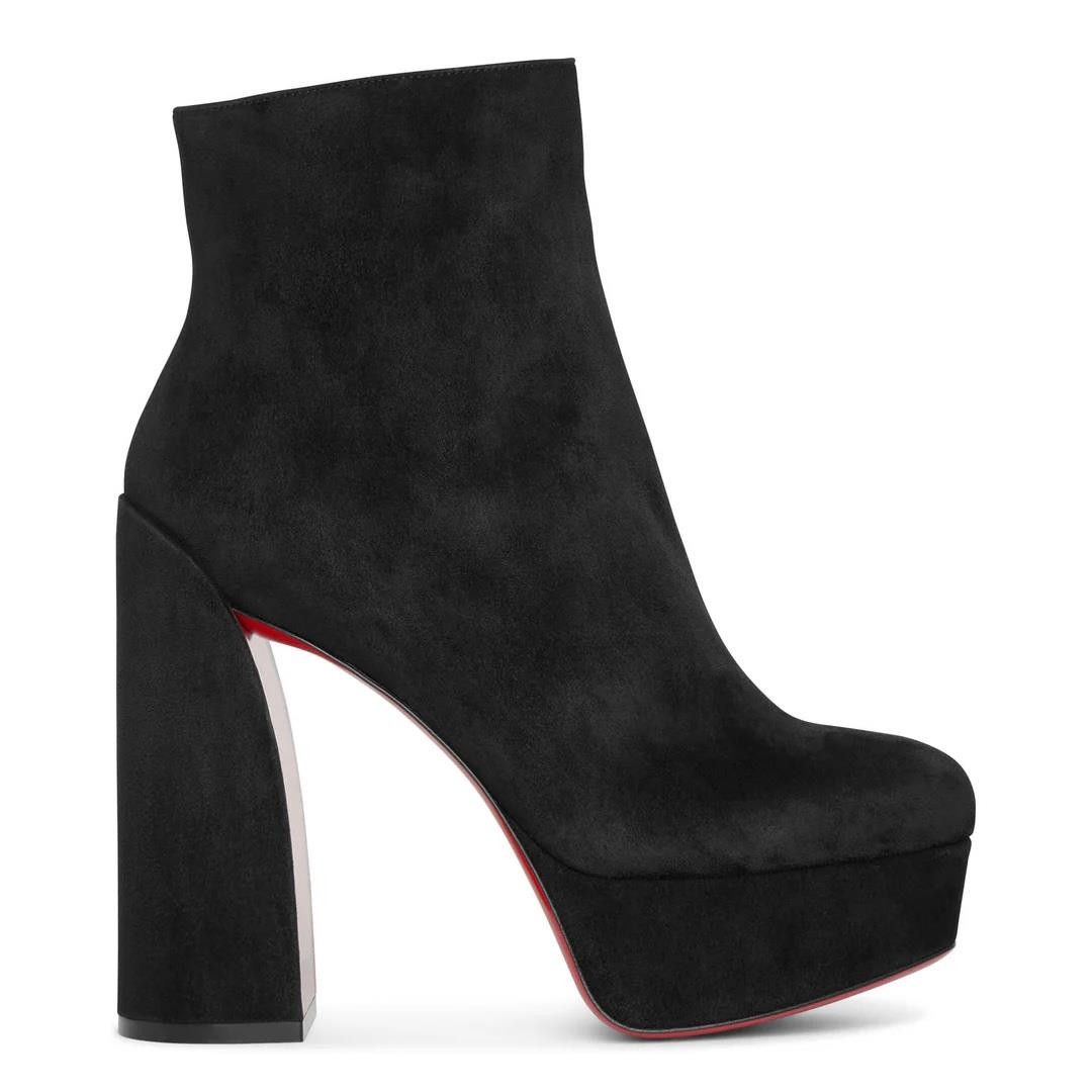 Christian Louboutin MOVIDA BOOTY 130 Suede Platform Ankle Boots Heels $1395