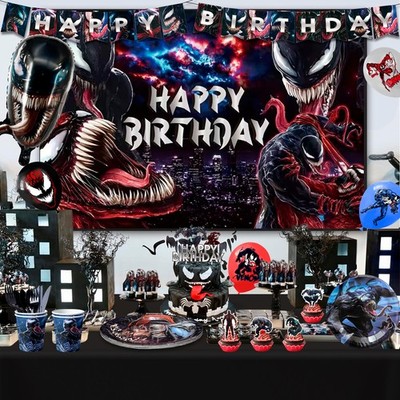 Venom Party Deko Superhero Kinder Geburtstags Ballon Mitgebsel Tortenfiguren Set