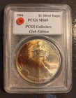 2001 Silver Eagle PCGS MS69 Collectors Club Edition; mistake on label; toned