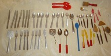 Vtg 1950s-1960s Metal Toy Doll Cutlery Knife Fork Spoon Lot Dinnerware