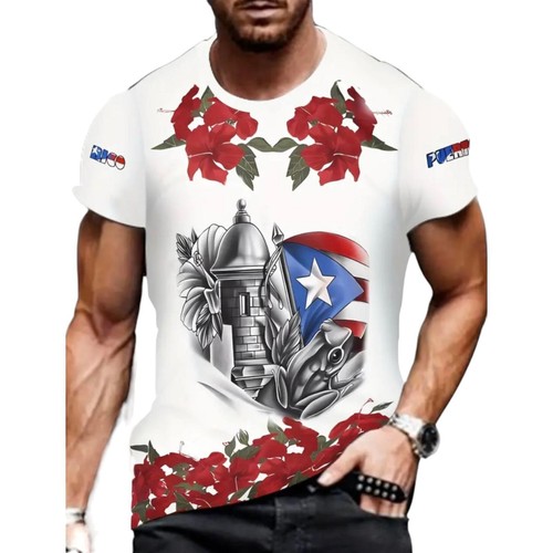 Puerto Rican Men's T-Shirt White Short Sleeve Crew Neck