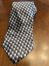 Vintage Stafford Silk Tie Black  Silver Geometric Luxury Necktie