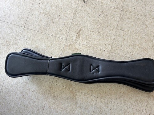Black Padded DRESSAGE Contoured GIRTH Leather ROLLER BUCKLES Ends 32" NEW - Picture 2 of 3