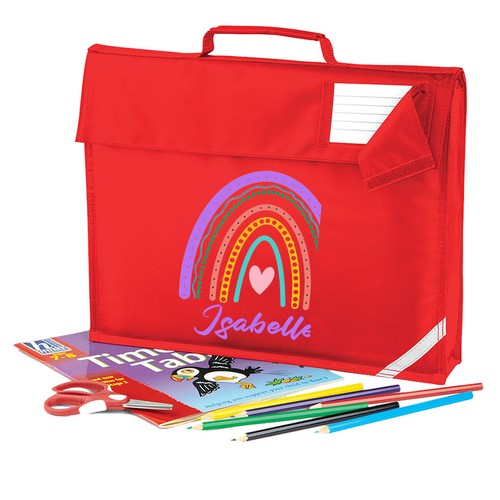 Personalisierte Regenbogen-Buchtasche beliebiger Name Text Jungen Mädchen zurück Kinder zur Schule #BTC - Bild 15 von 22