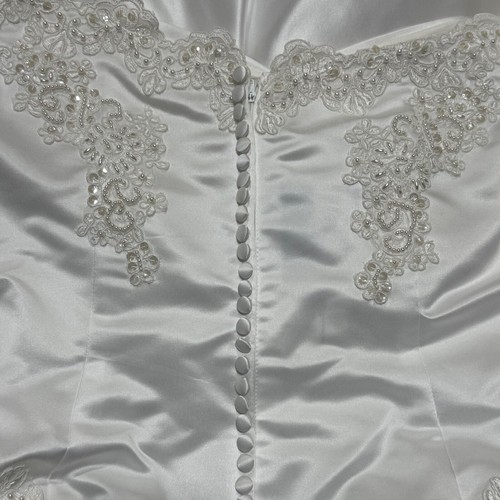 Vintage Alfred Angelo Wedding Dress Lace Applique Satin Buttons White Size 22 - Picture 21 of 22