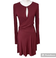 Free People Beach Womens Vance Mini Swing Dress Maroon Fit Flare Size S E2