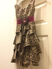 LN My Vintage Baby 24M Animal Print Ruffle Dress & Velvet wrap Flower Worn Twice